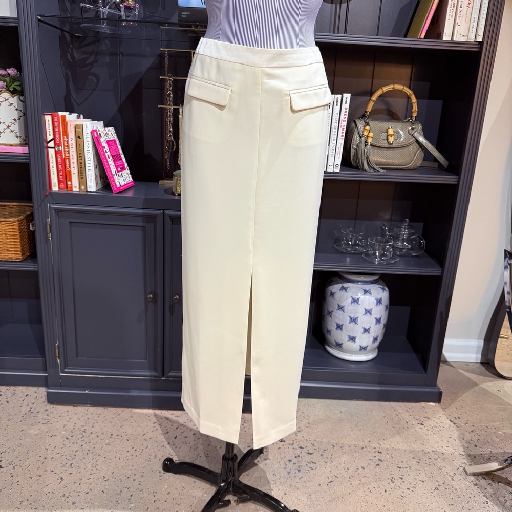 NWT Talbots Ivory Crepe Tuxedo Maxi Skirt – Size 8